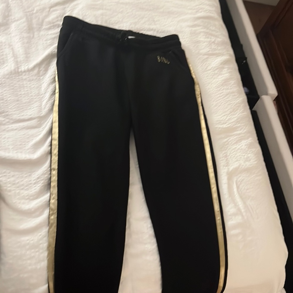 Anine bing black sweatpants with gold stripes